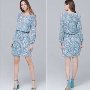 White House Black Market Blue Paisley Dress